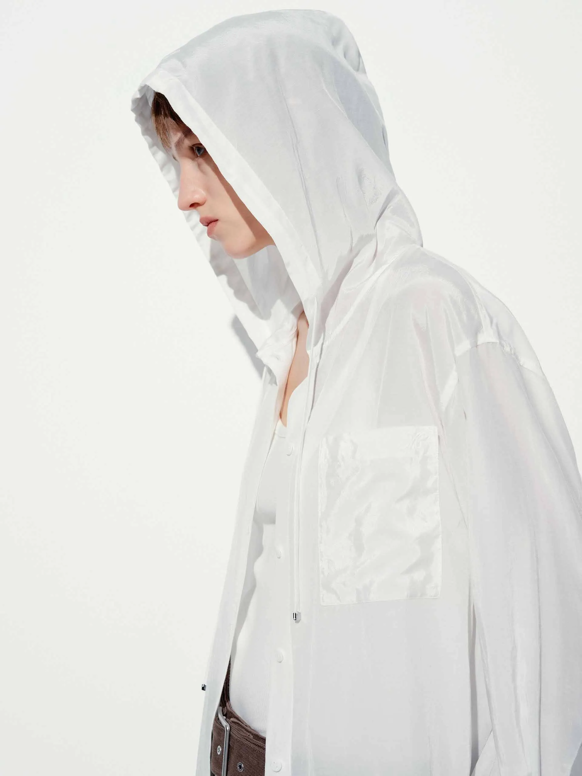 Sheer Drawstring Hood Shirt sold by Mo&Co product image thumbnail 4