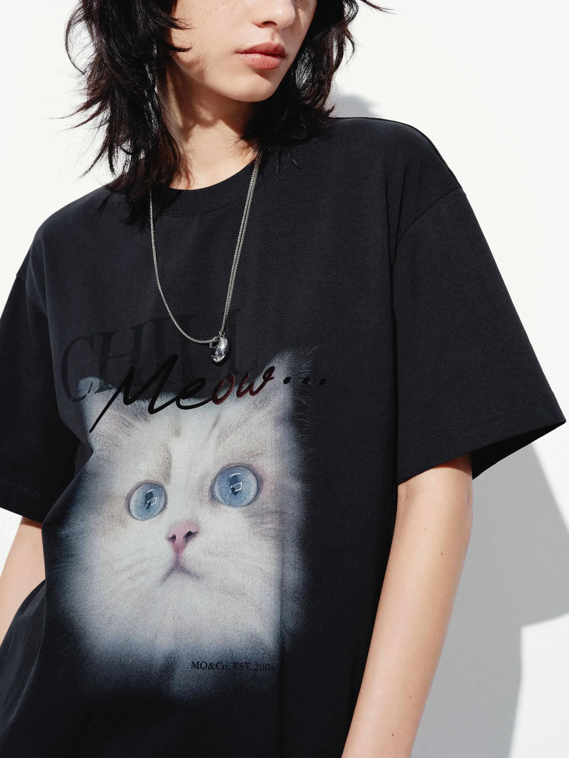 Front Cat T-shirt Dress sold by Mo&Co product image thumbnail 3