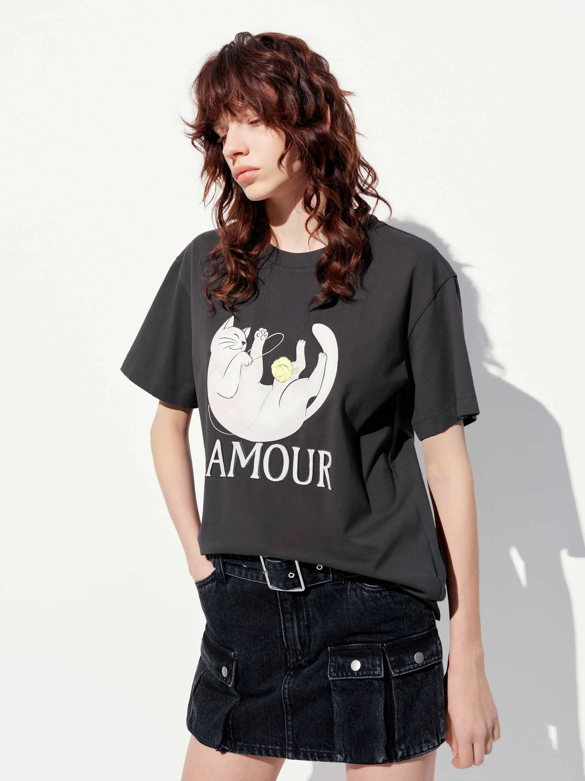 Cat Print Cotton T-shirt sold by Mo&Co product image thumbnail 3