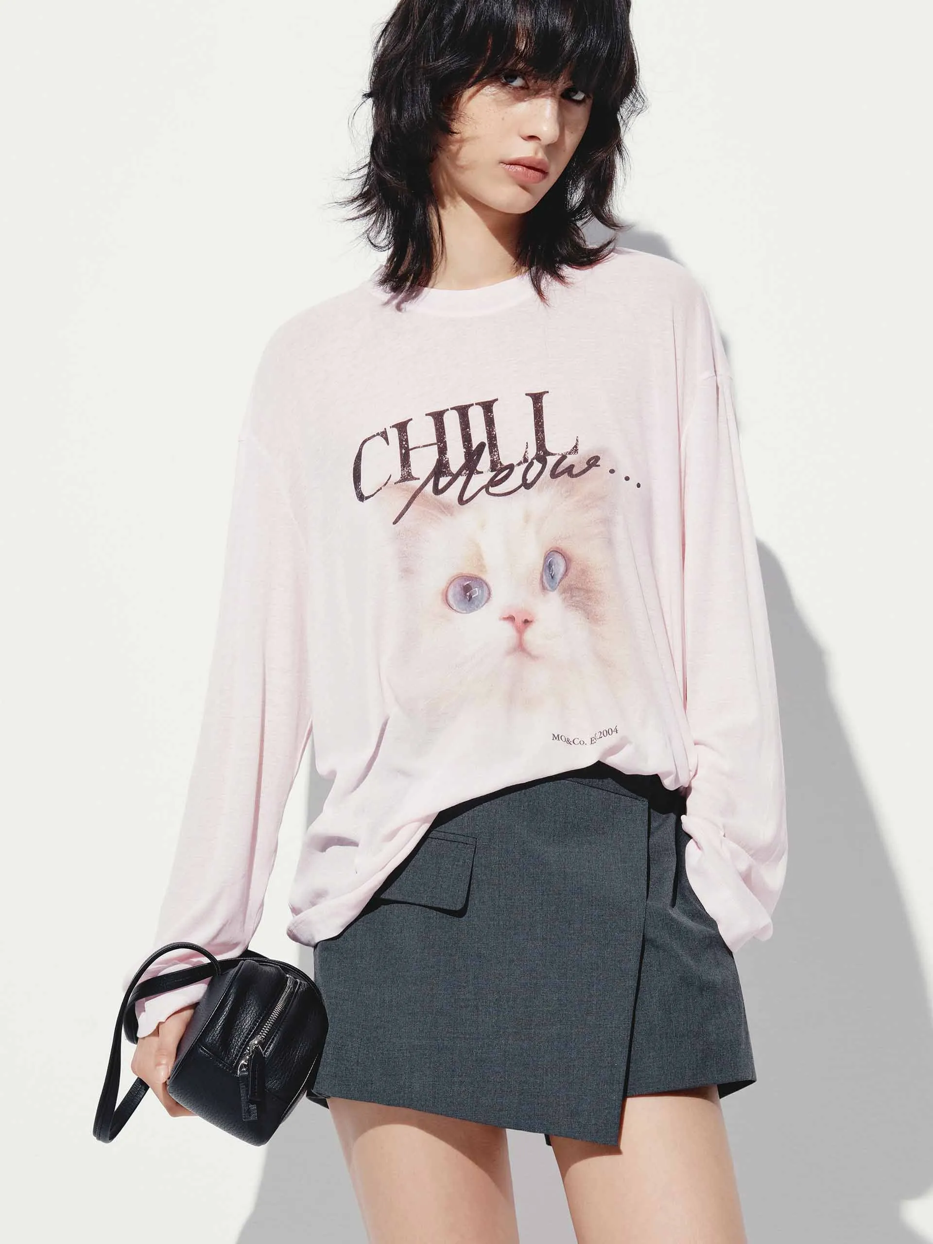 Front Cat Loose T-shirt sold by Mo&Co product image thumbnail 4