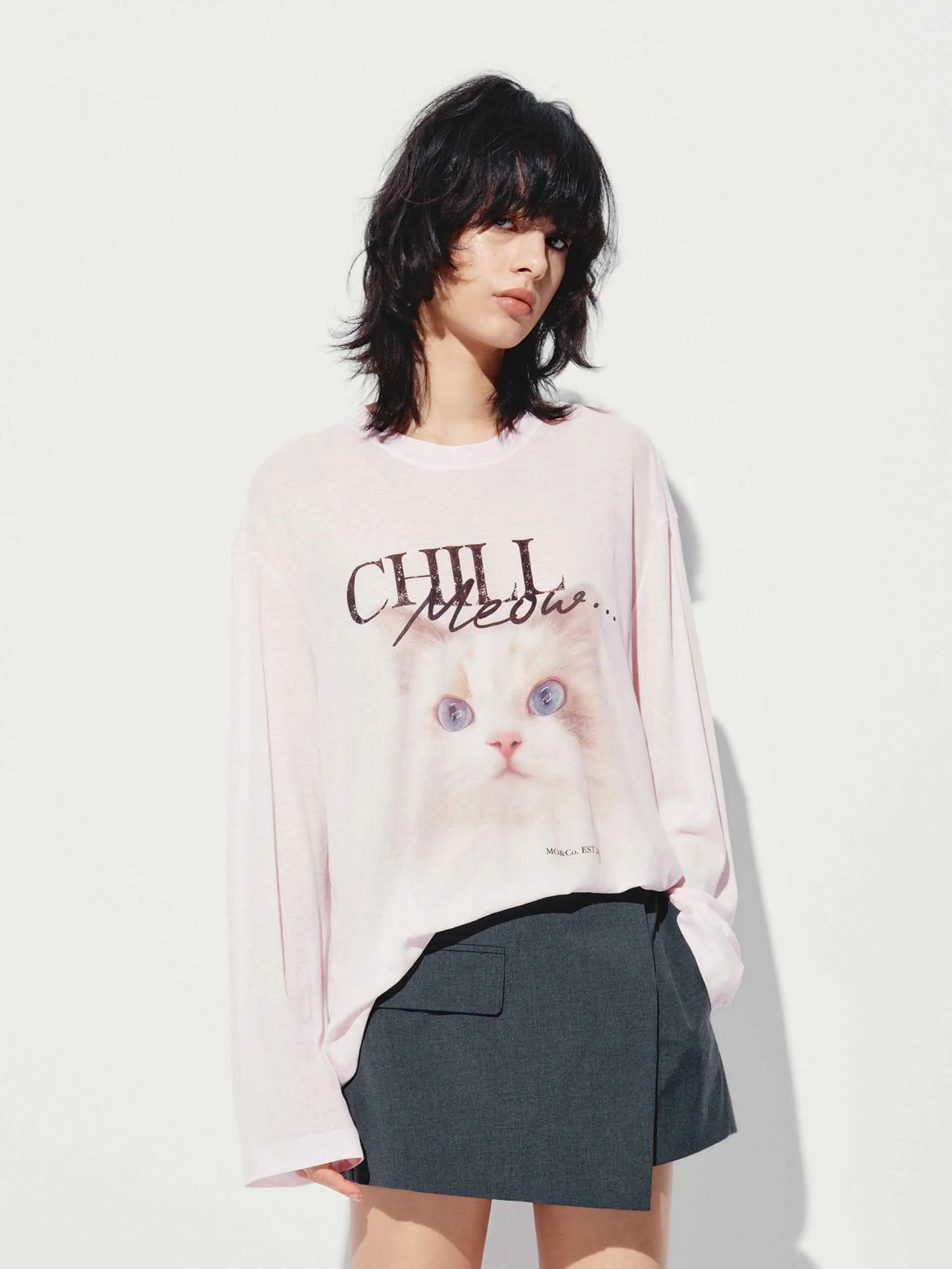 Front Cat Loose T-shirt sold by Mo&Co