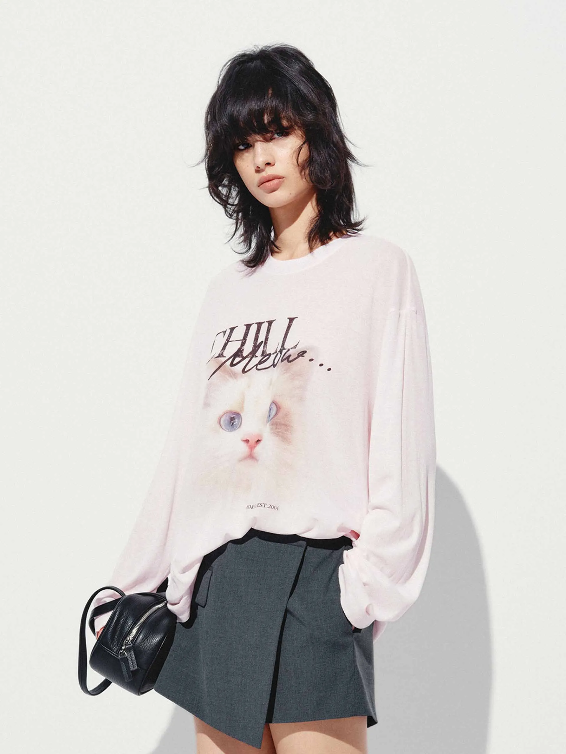 Front Cat Loose T-shirt sold by Mo&Co product image thumbnail 5