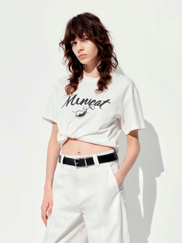 Letter Print Cotton T-shirt sold by Mo&Co
