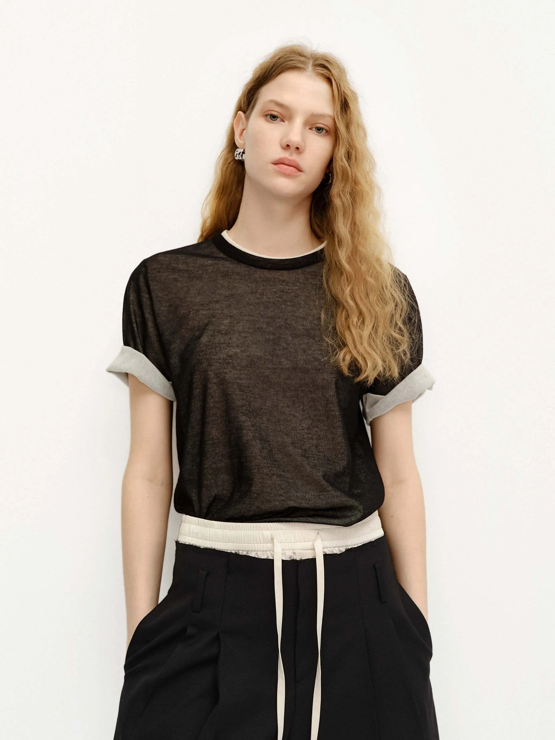 Cotton Blend Layered Top sold by Mo&Co