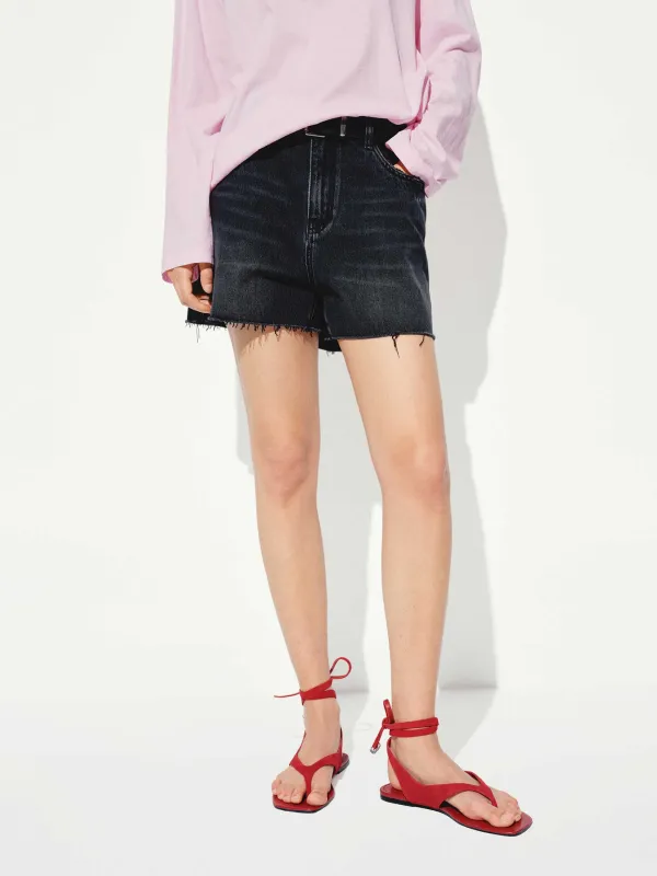 Raw Hem Denim Shorts sold by Mo&Co