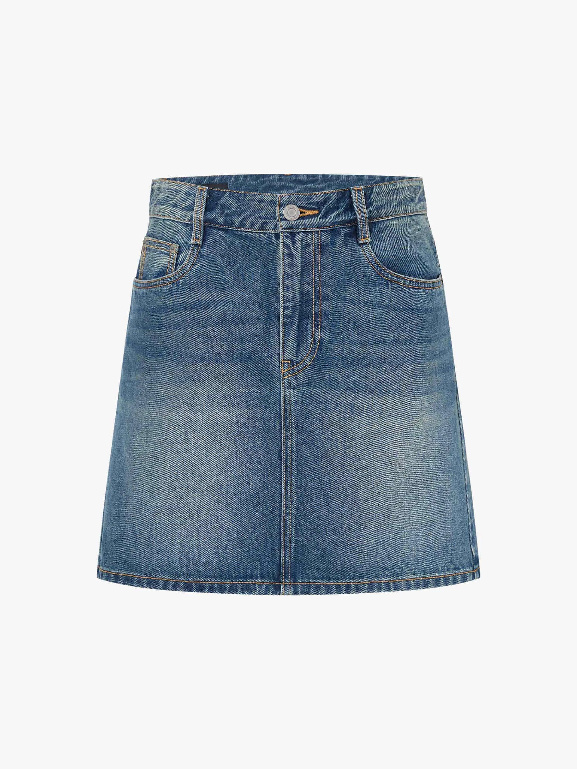 A-Line Denim Mini Skirt sold by Mo&Co product image thumbnail 5