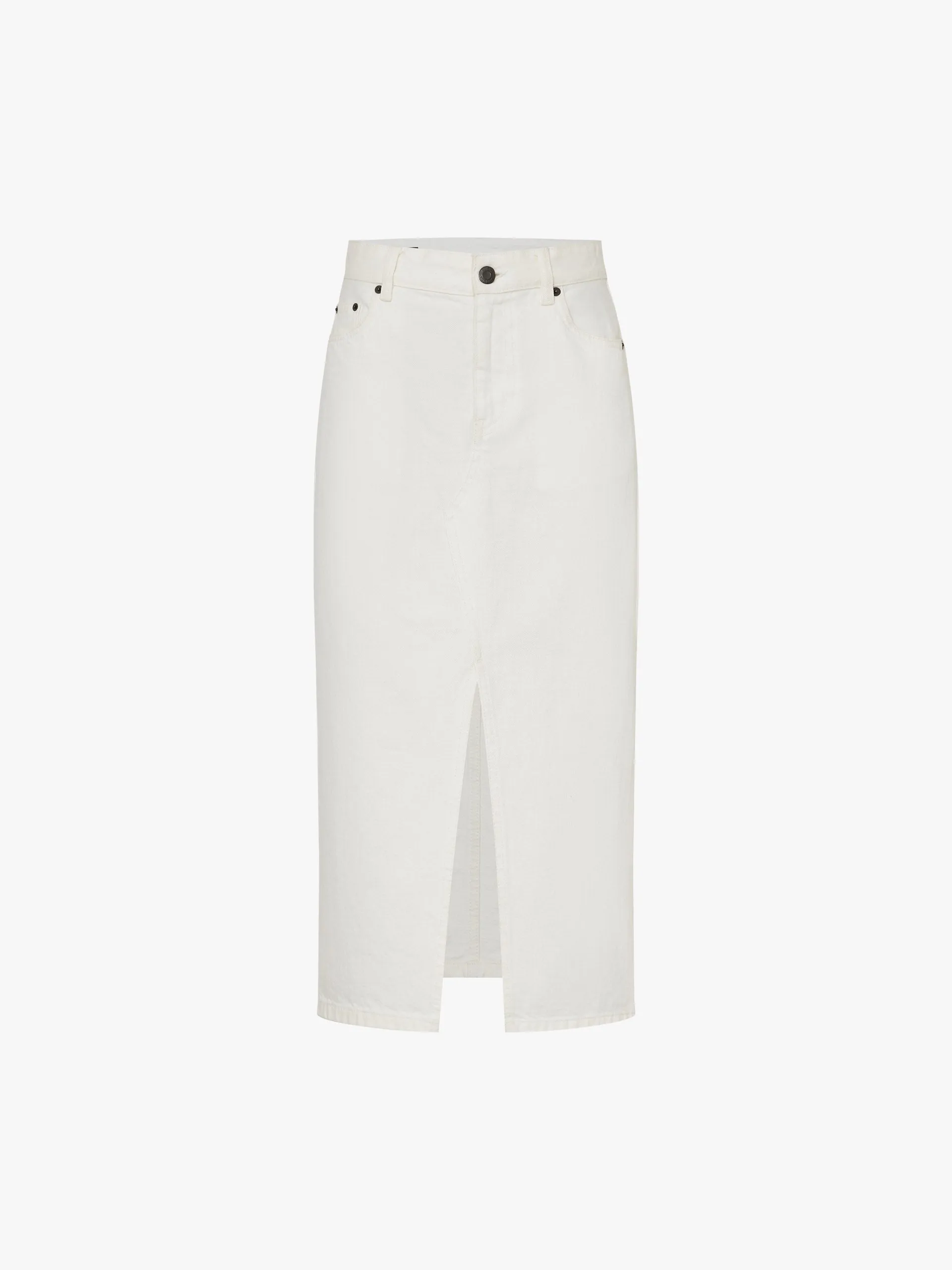 High Waist Slit Denim Skirt sold by Mo&Co product image thumbnail 5