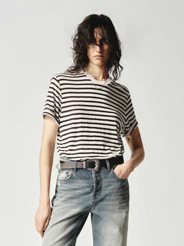 Linen Blend Striped T-shirt sold by Mo&Co