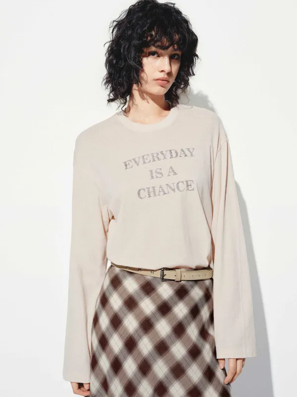 Long Sleeve Letter Print T-shirt sold by Mo&Co