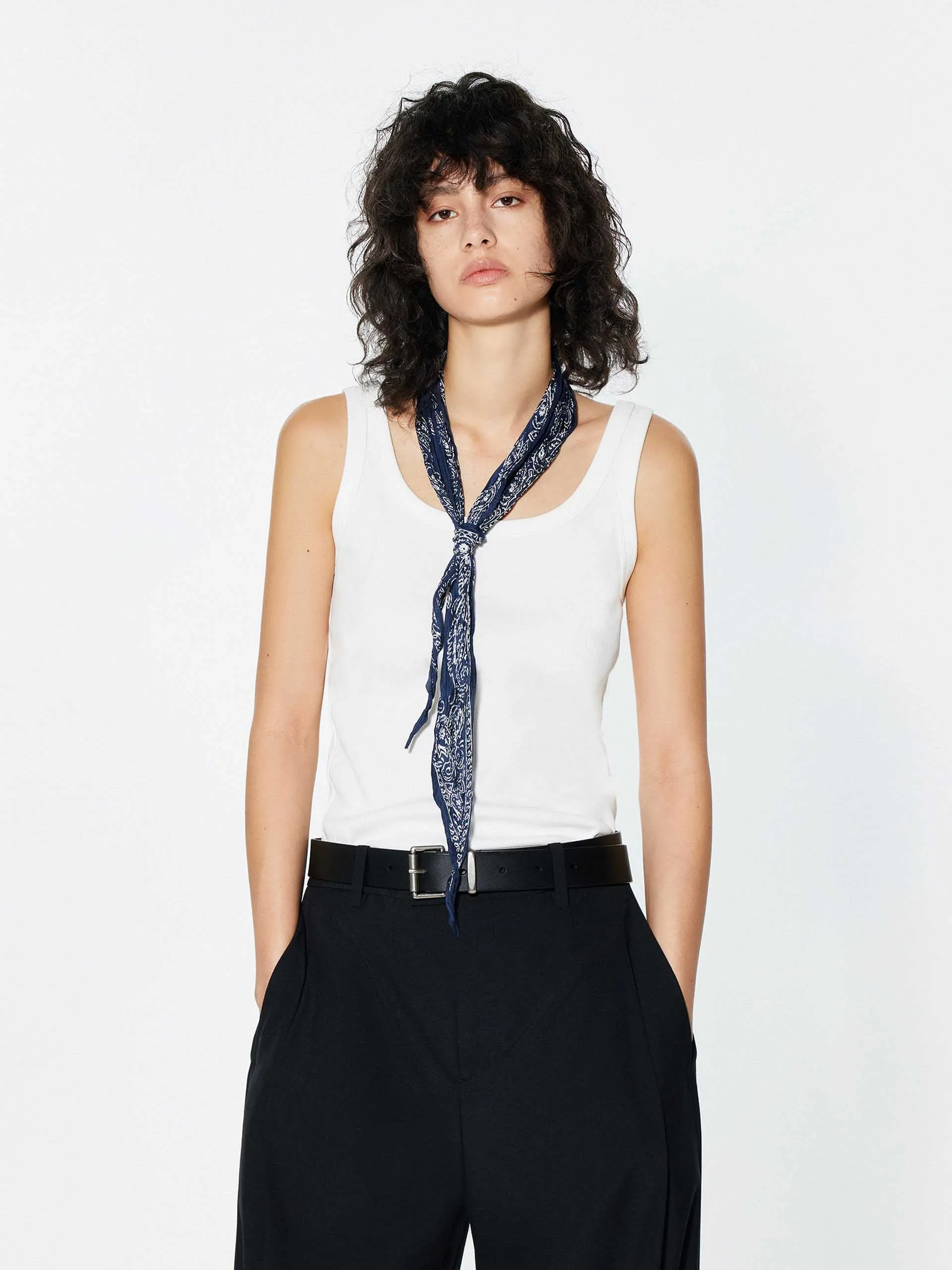 U-neck Cotton Blend Tank sold by Mo&Co