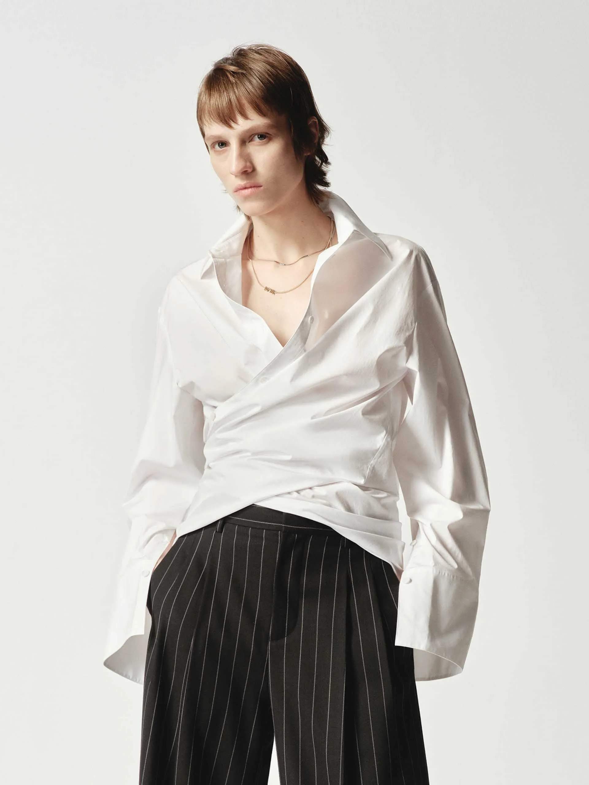 V-neck Cross Front Shirt sold by Mo&Co