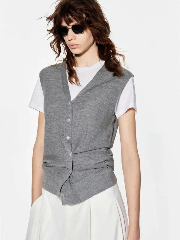 V-neck Wool Knitted Cardigan sold by Mo&Co