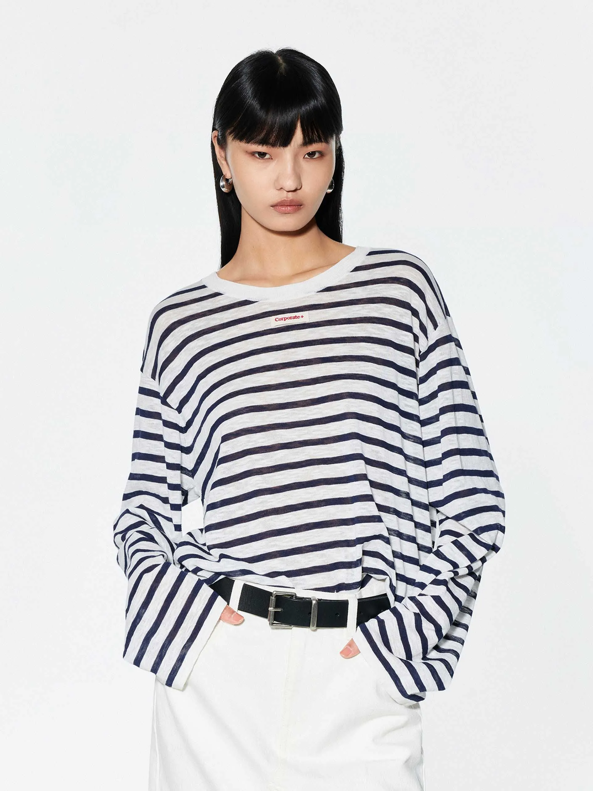 Long Sleeves Striped Sweater sold by Mo&Co