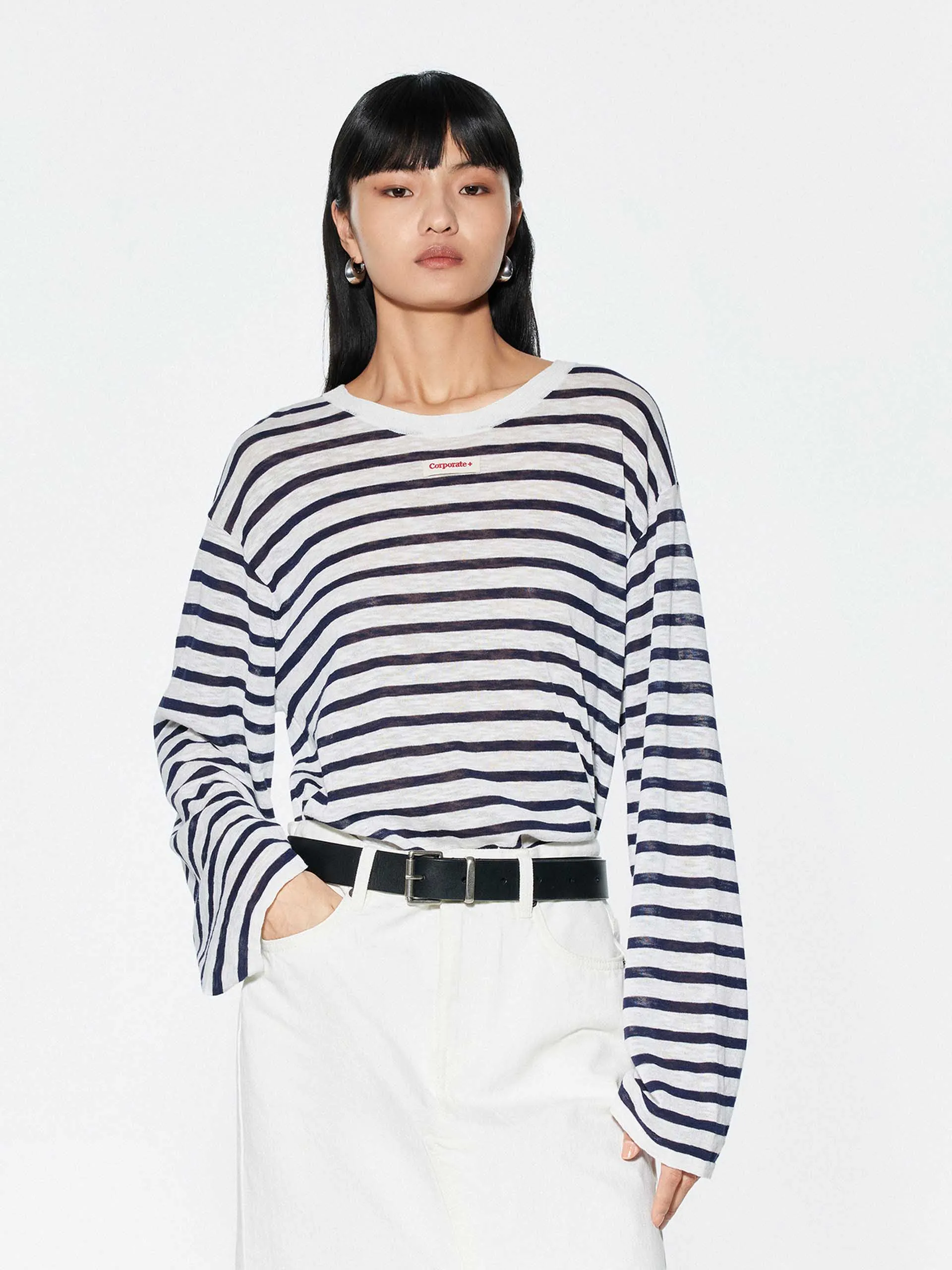 Long Sleeves Striped Sweater sold by Mo&Co product image thumbnail 4