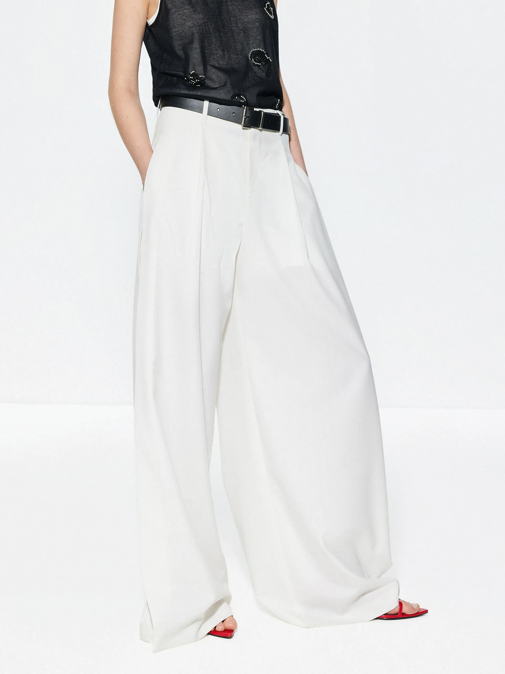 Wool Blend Wide Leg Pants sold by Mo&Co product image thumbnail 3