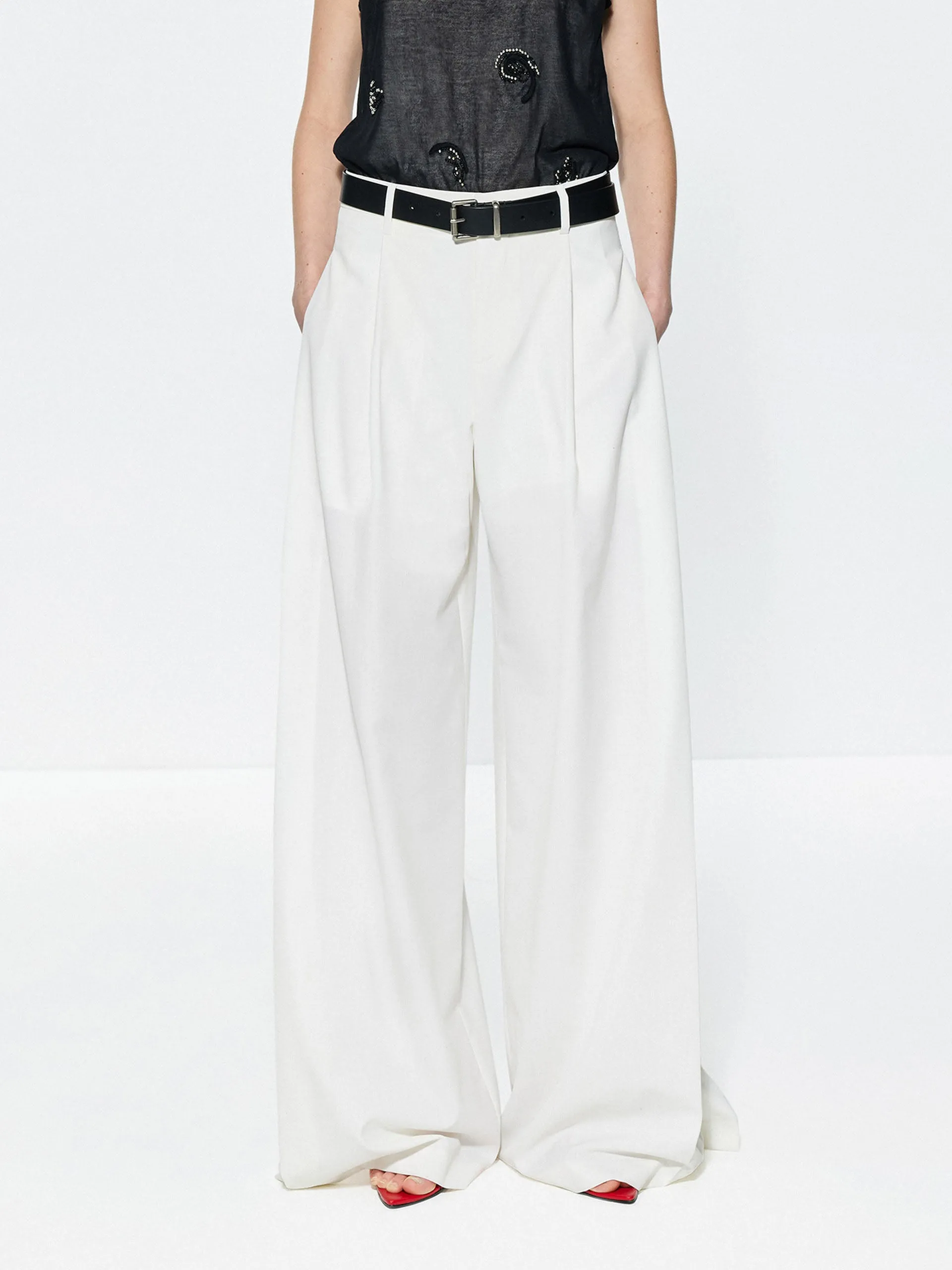 Wool Blend Wide Leg Pants sold by Mo&Co