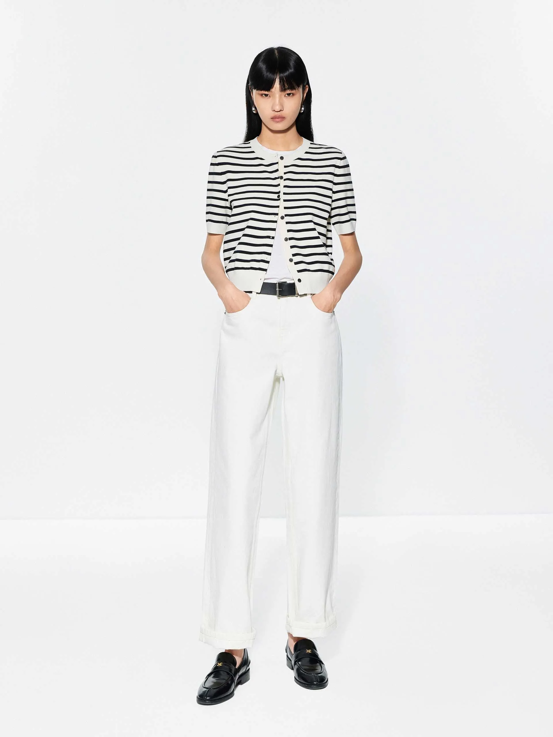 Round Neck Striped Cardigan sold by Mo&Co product image thumbnail 2