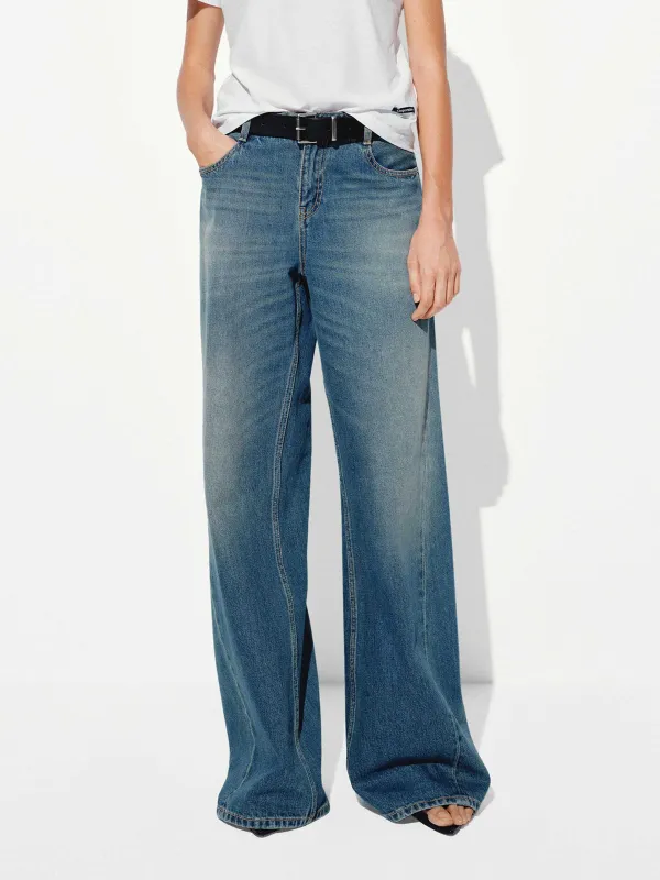 Seams Detail Cotton Jeans sold by Mo&Co