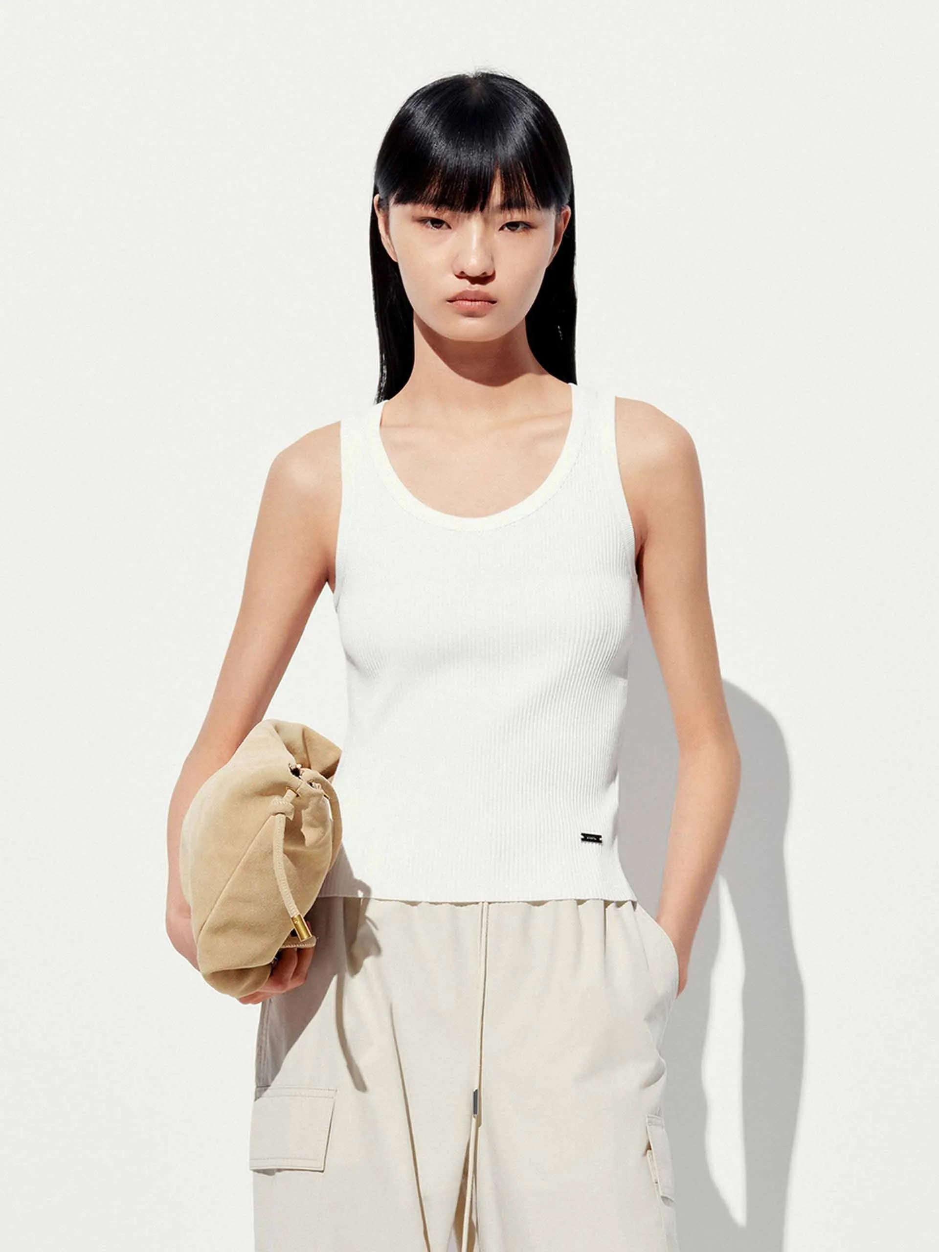 U-neck Cotton Blend Top sold by Mo&Co product image thumbnail 4