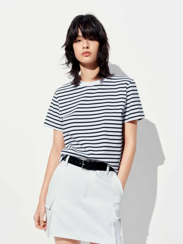 Striped Back Logo Cotton T-shirt sold by Mo&Co