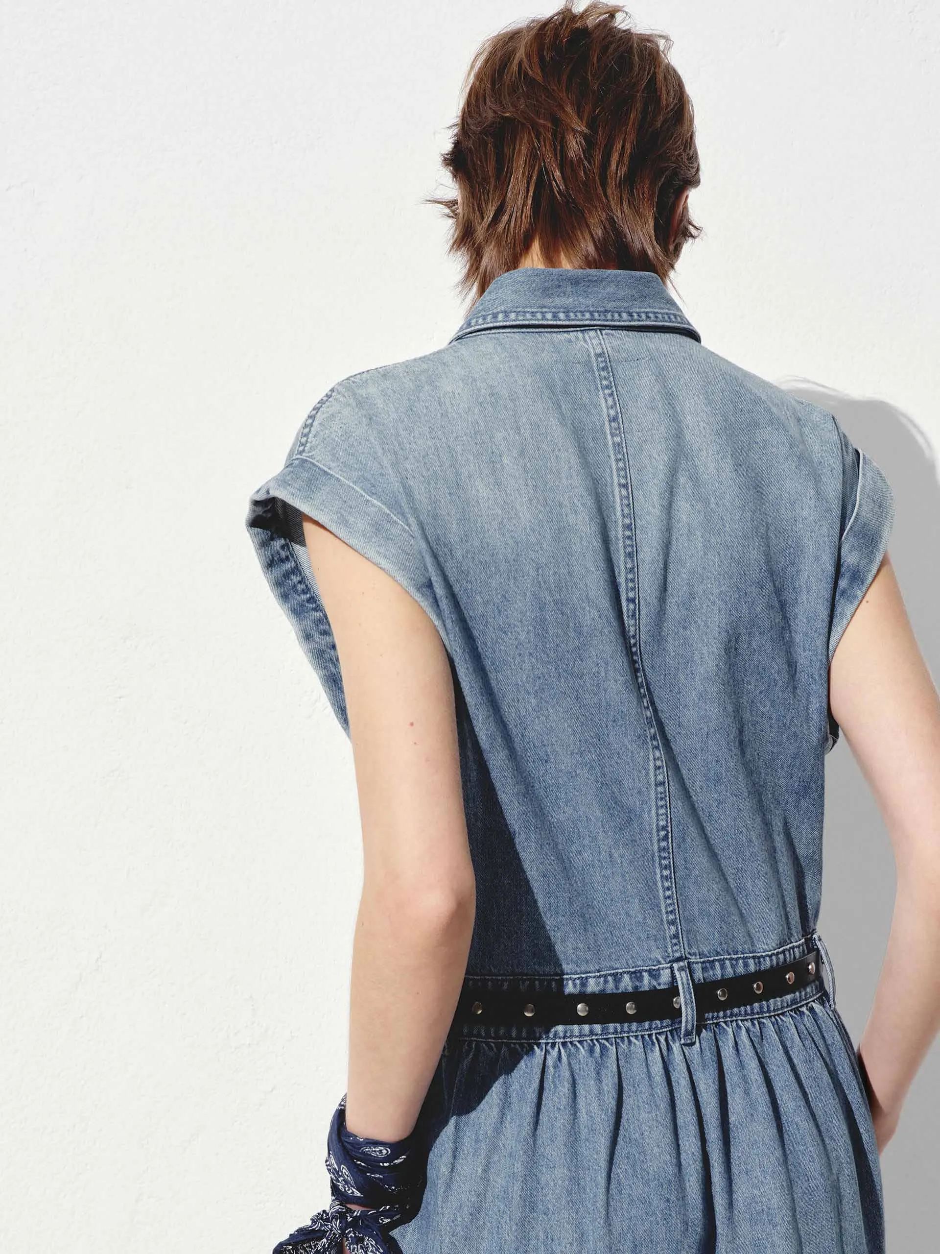 Include Belt Cotton Denim Dress sold by Mo&Co product image thumbnail 5
