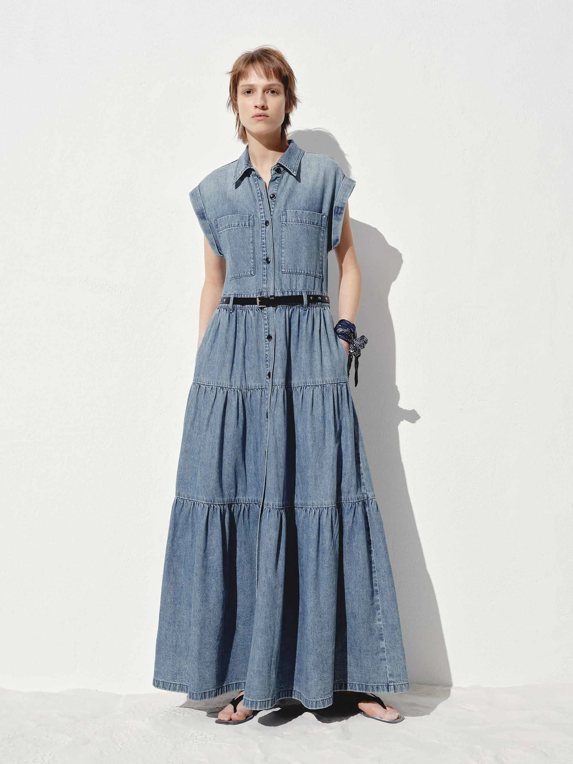 Include Belt Cotton Denim Dress sold by Mo&Co