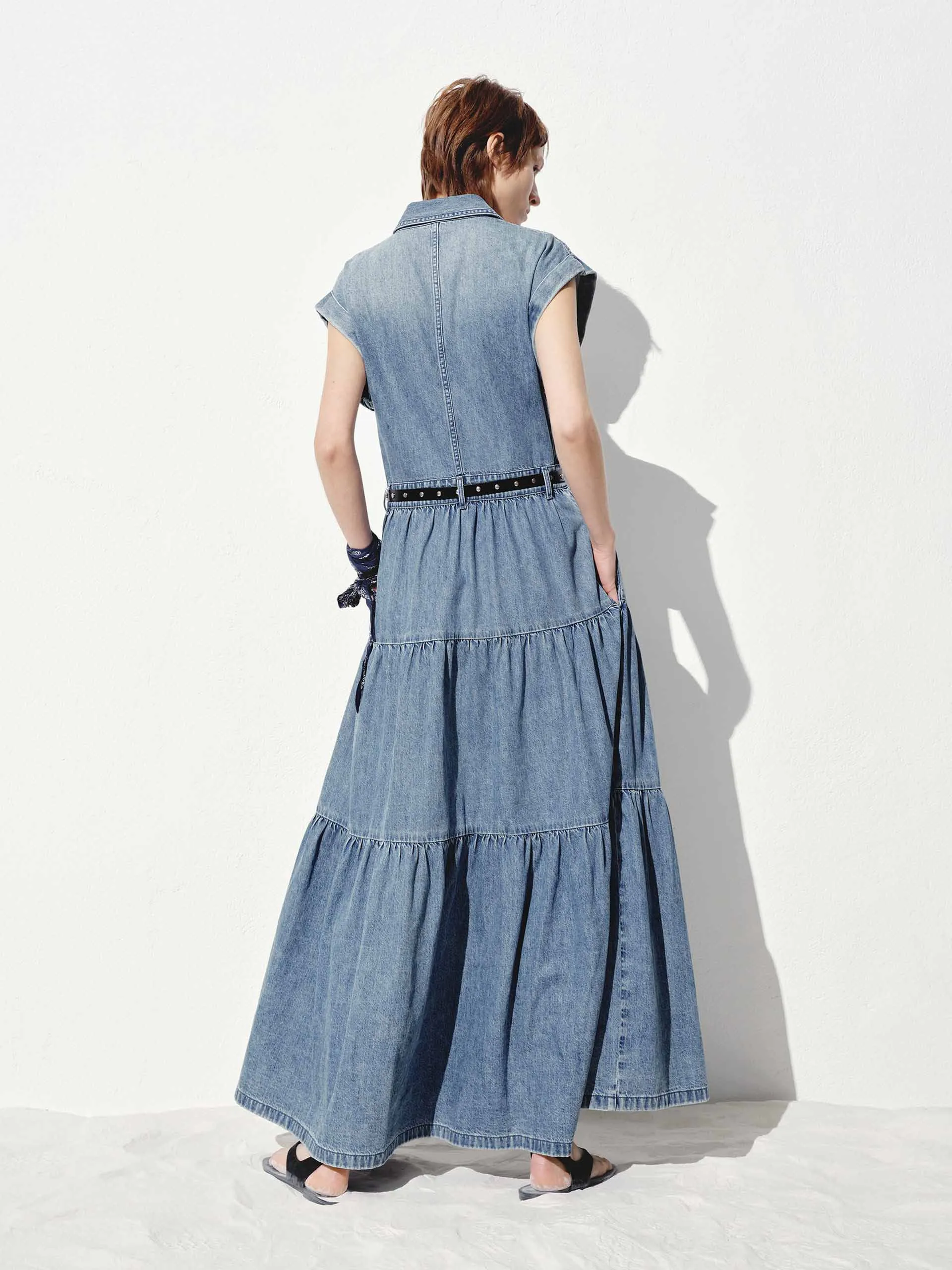 Include Belt Cotton Denim Dress sold by Mo&Co product image thumbnail 3