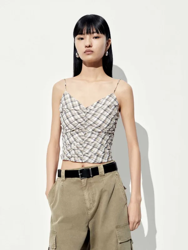 Checked V-neck Cami Top sold by Mo&Co