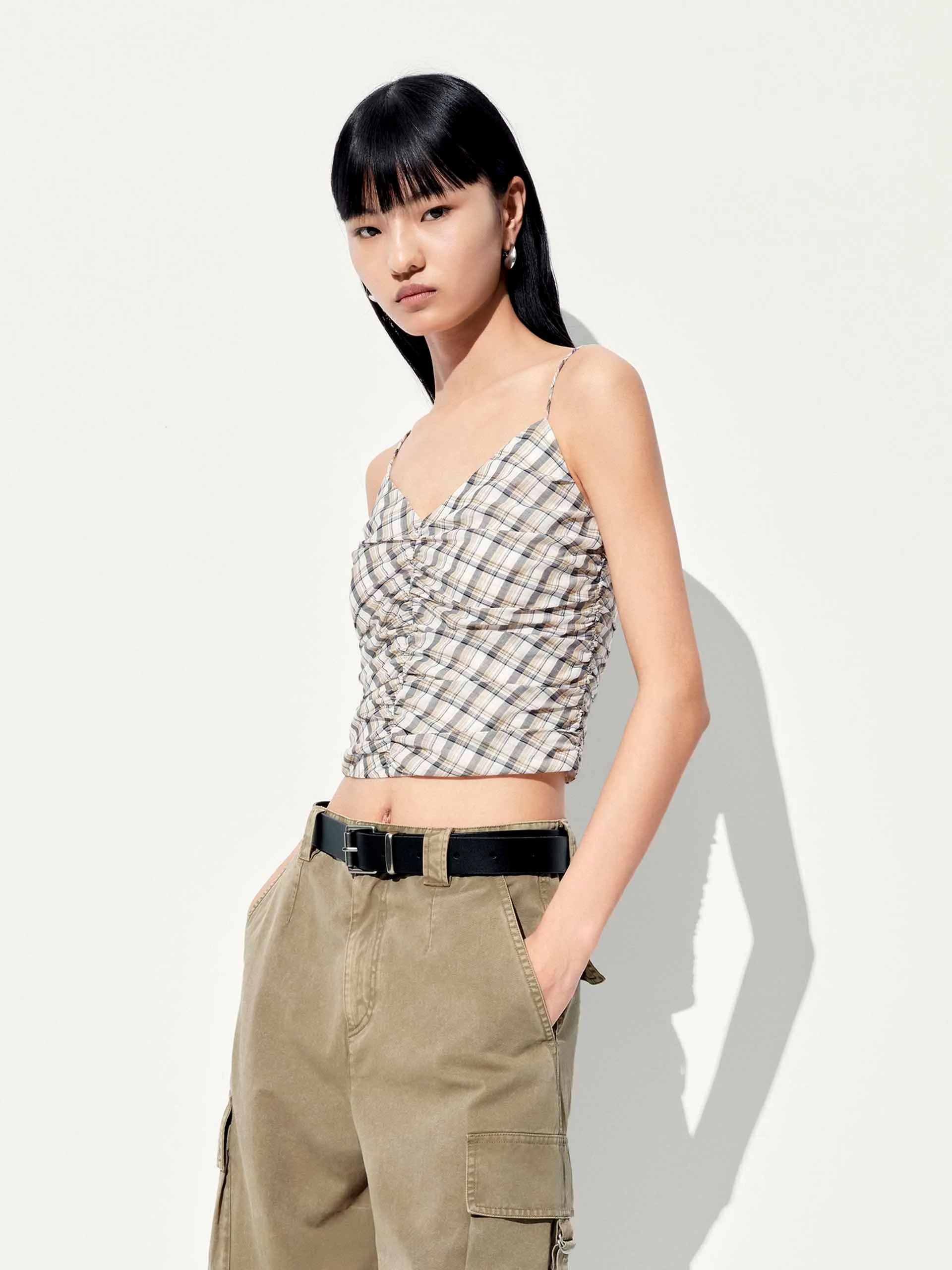 Checked V-neck Cami Top sold by Mo&Co product image thumbnail 3