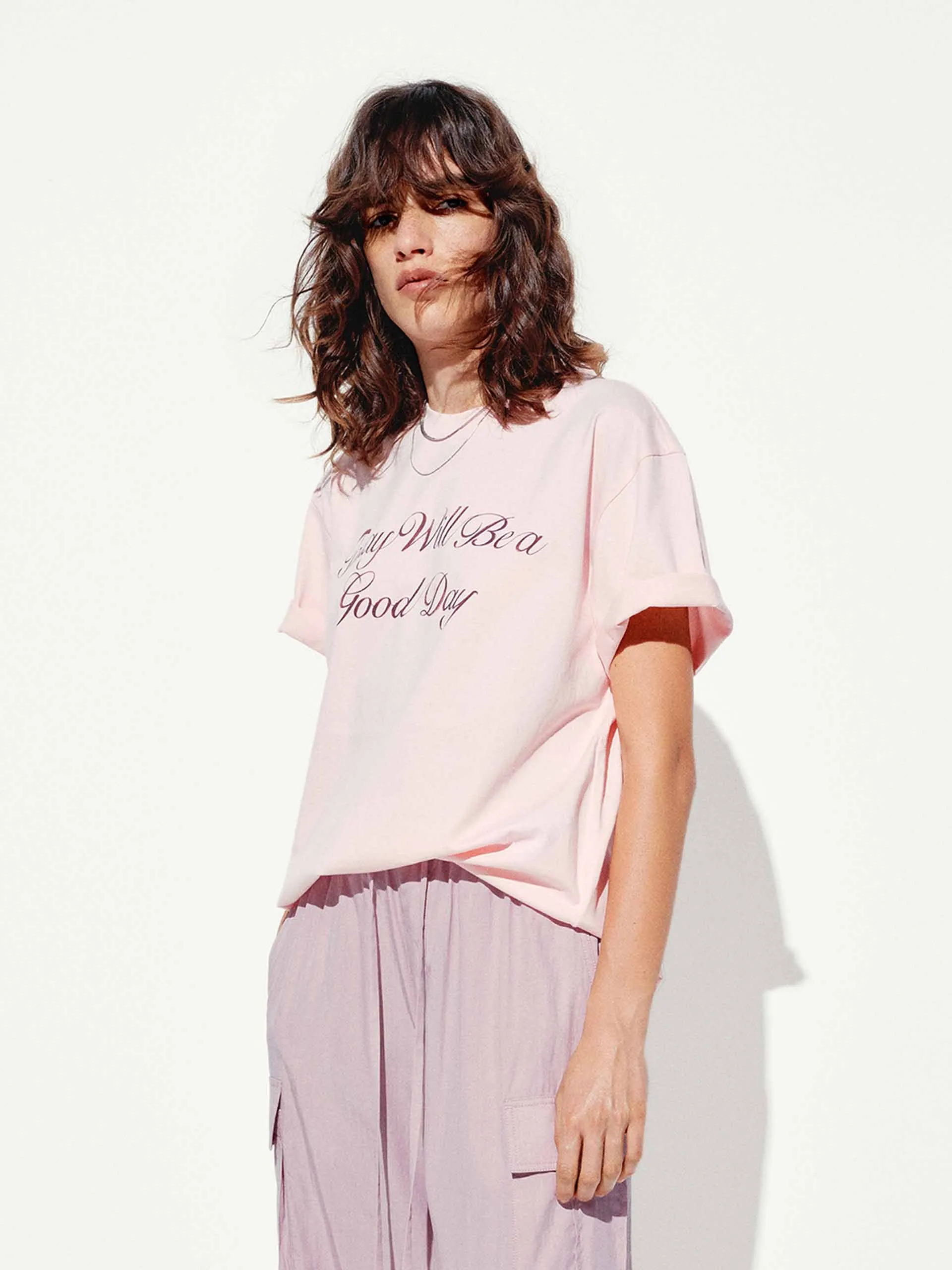 Letter Print Round Neck T-shirt sold by Mo&Co product image thumbnail 3