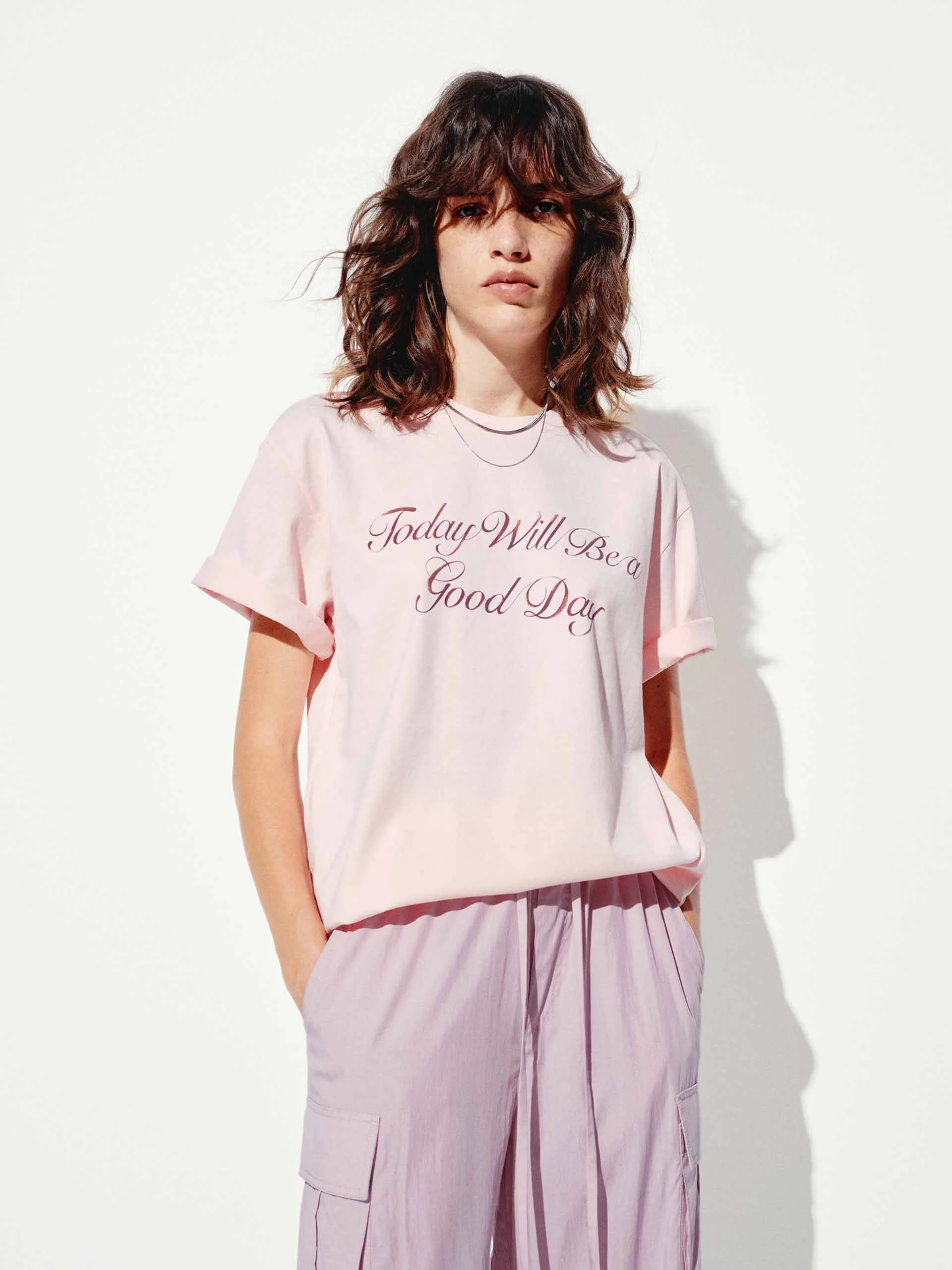 Letter Print Round Neck T-shirt sold by Mo&Co