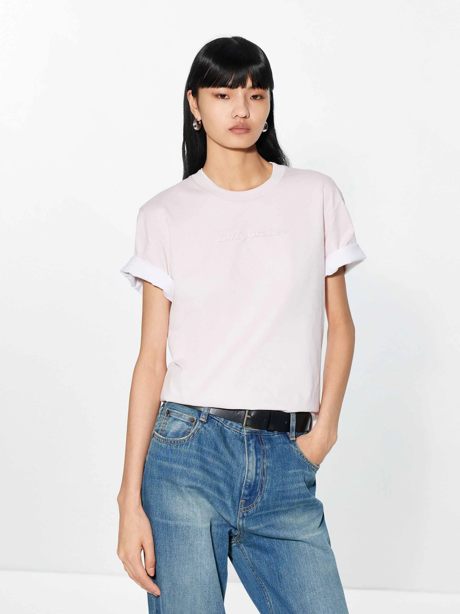 Front Letter Round Neck T-shirt sold by Mo&Co