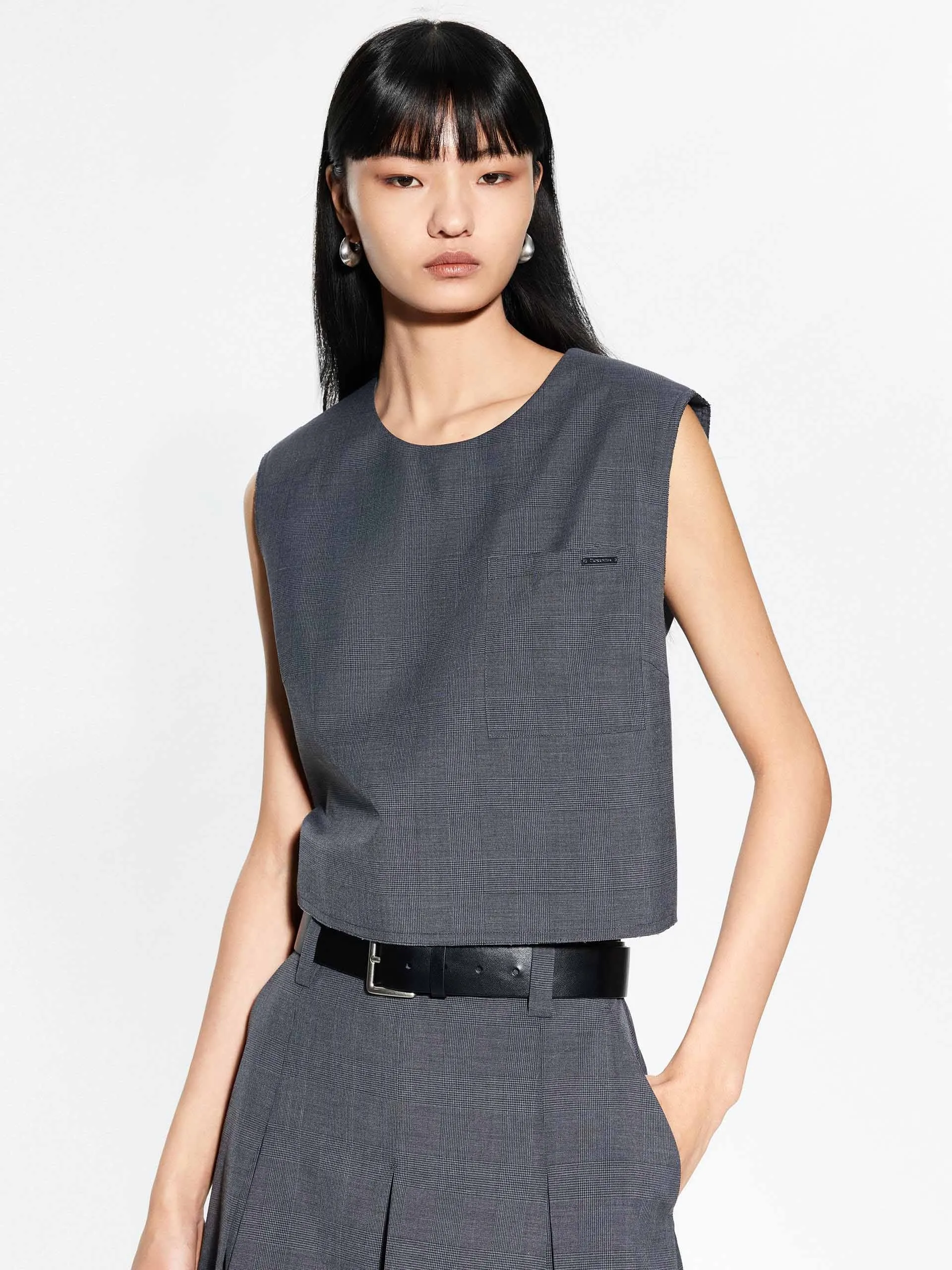 Round Neck Sleeveless Blouse sold by Mo&Co