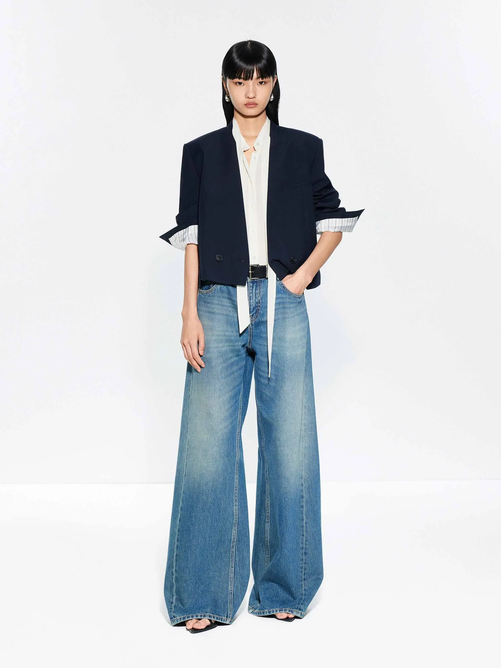 Cropped Collarless Blazer sold by Mo&Co product image thumbnail 2