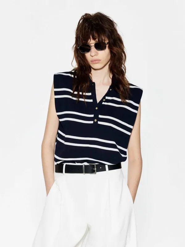 Striped Sleeveless Knitted Top sold by Mo&Co