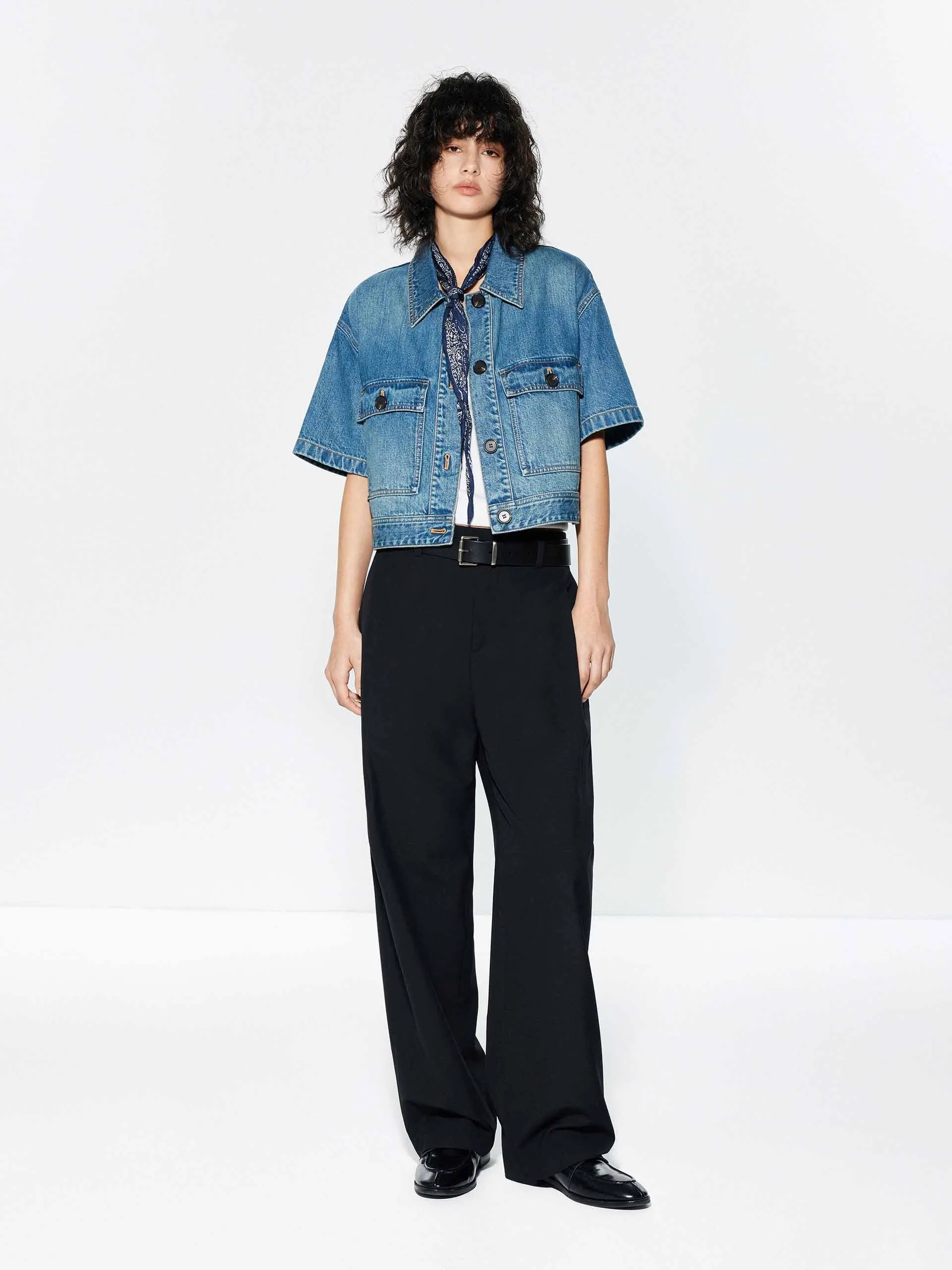 Cropped Pockets Denim Jacket sold by Mo&Co product image thumbnail 2