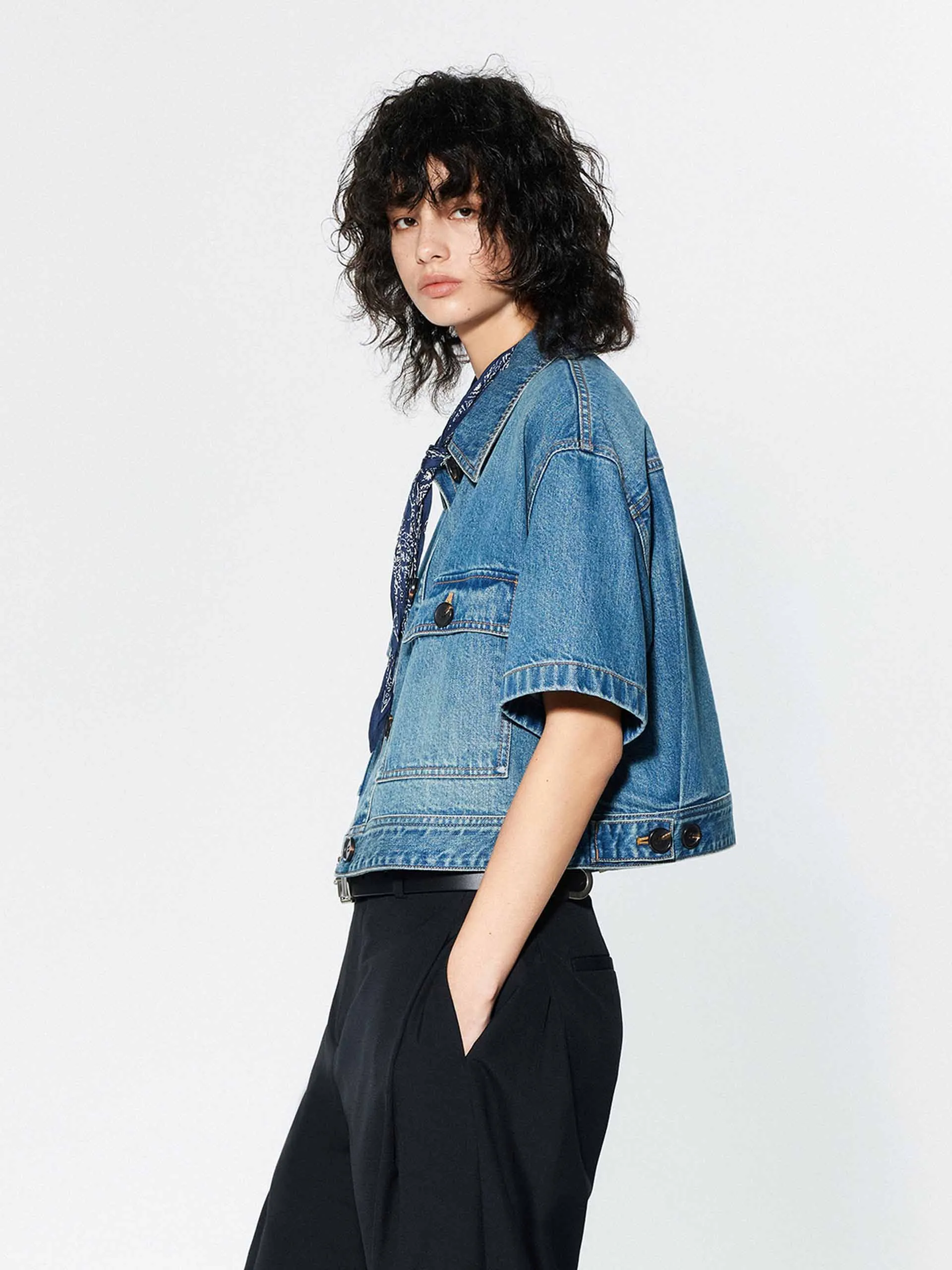 Cropped Pockets Denim Jacket sold by Mo&Co product image thumbnail 3