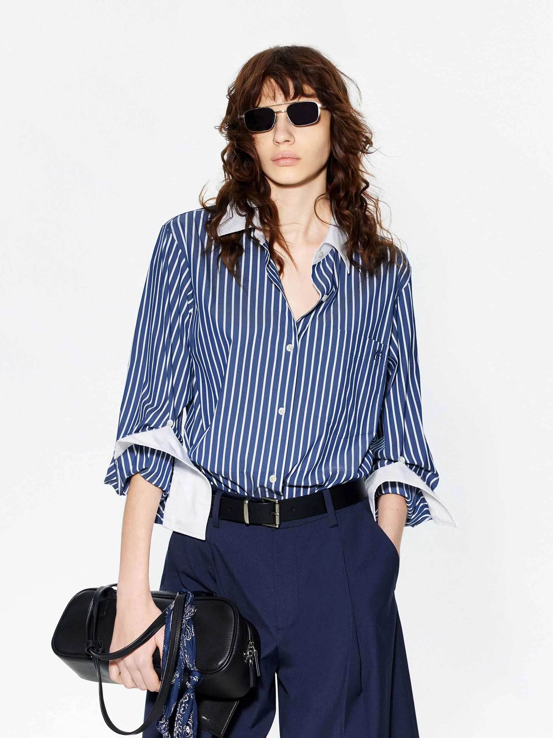 Contrast Striped Shirt sold by Mo&Co