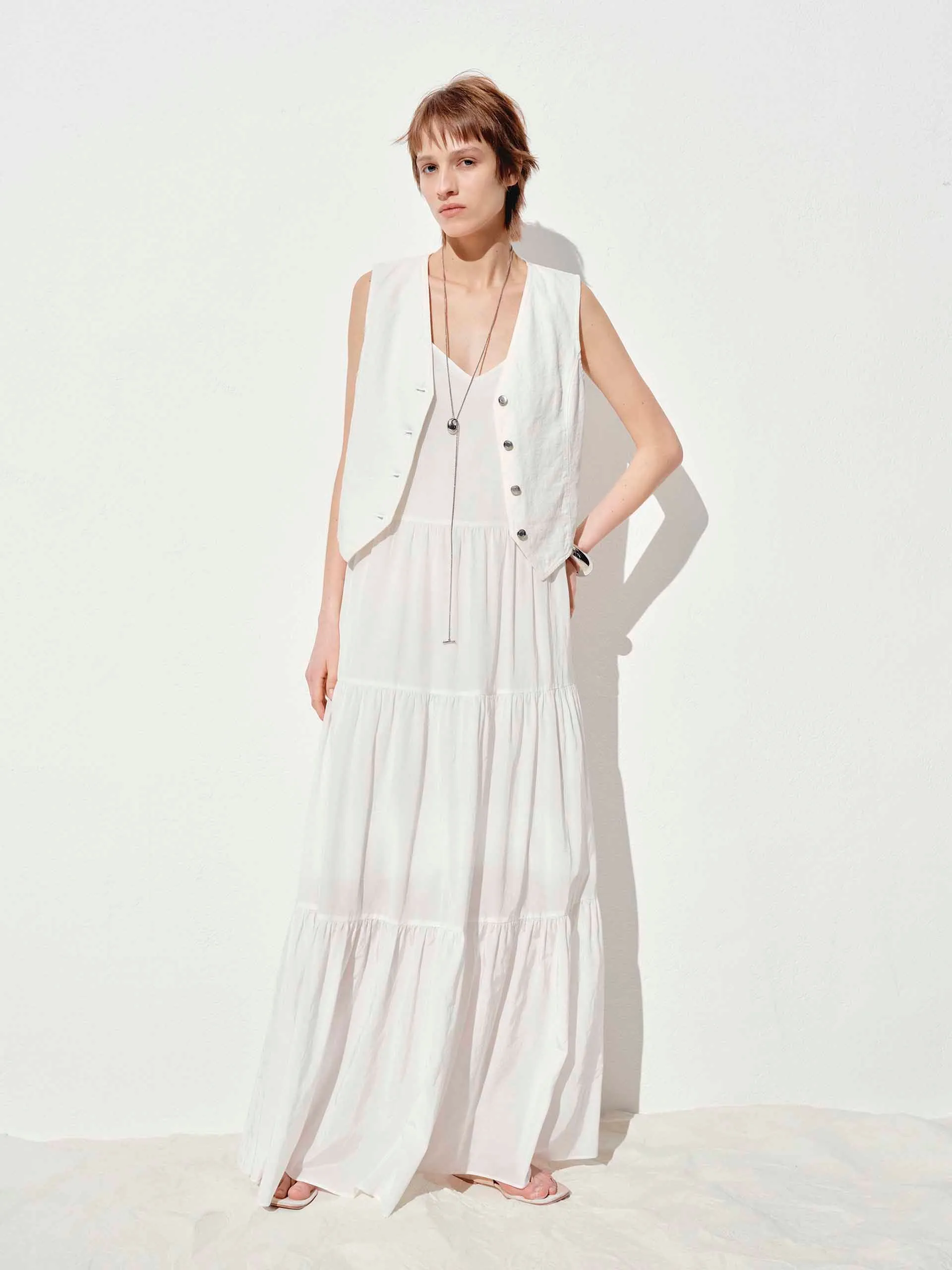 Linen Cotton Short Waistcoat sold by Mo&Co product image thumbnail 2