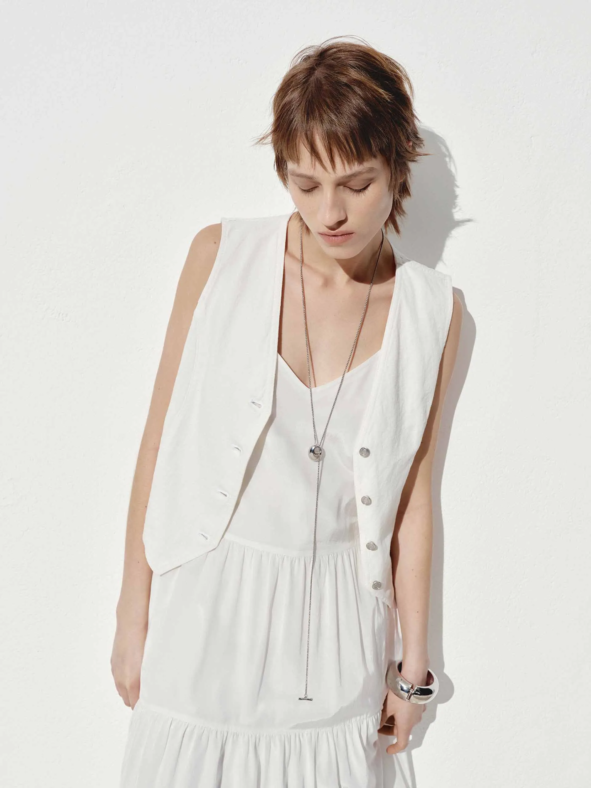 Linen Cotton Short Waistcoat sold by Mo&Co