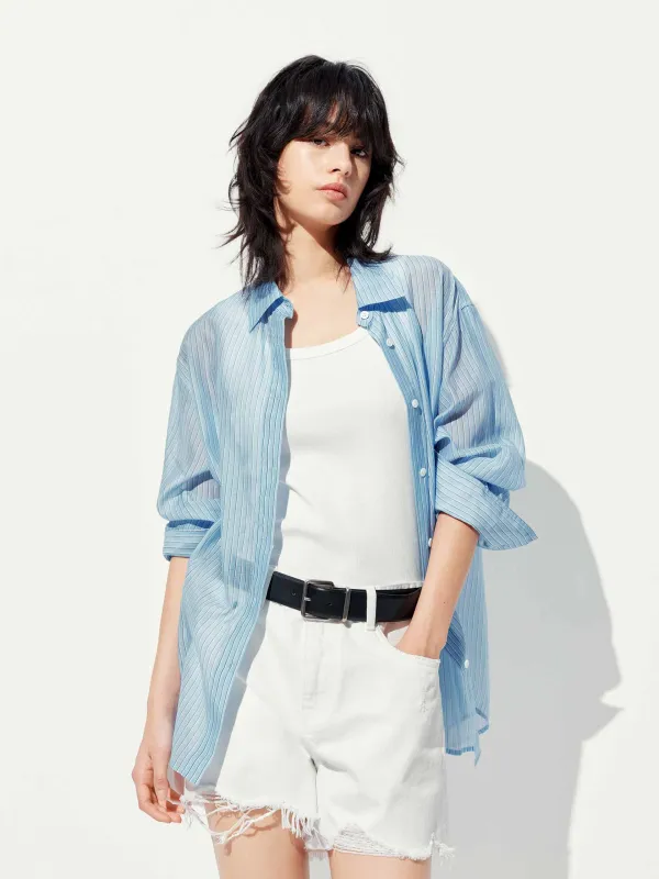 Silk Blend Sheer Shirt sold by Mo&Co