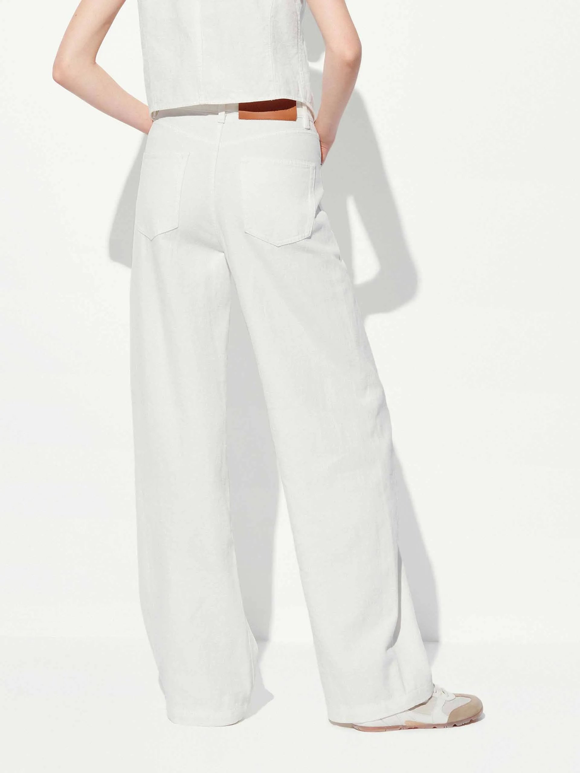 Cotton Linen Straight Jeans sold by Mo&Co product image thumbnail 4