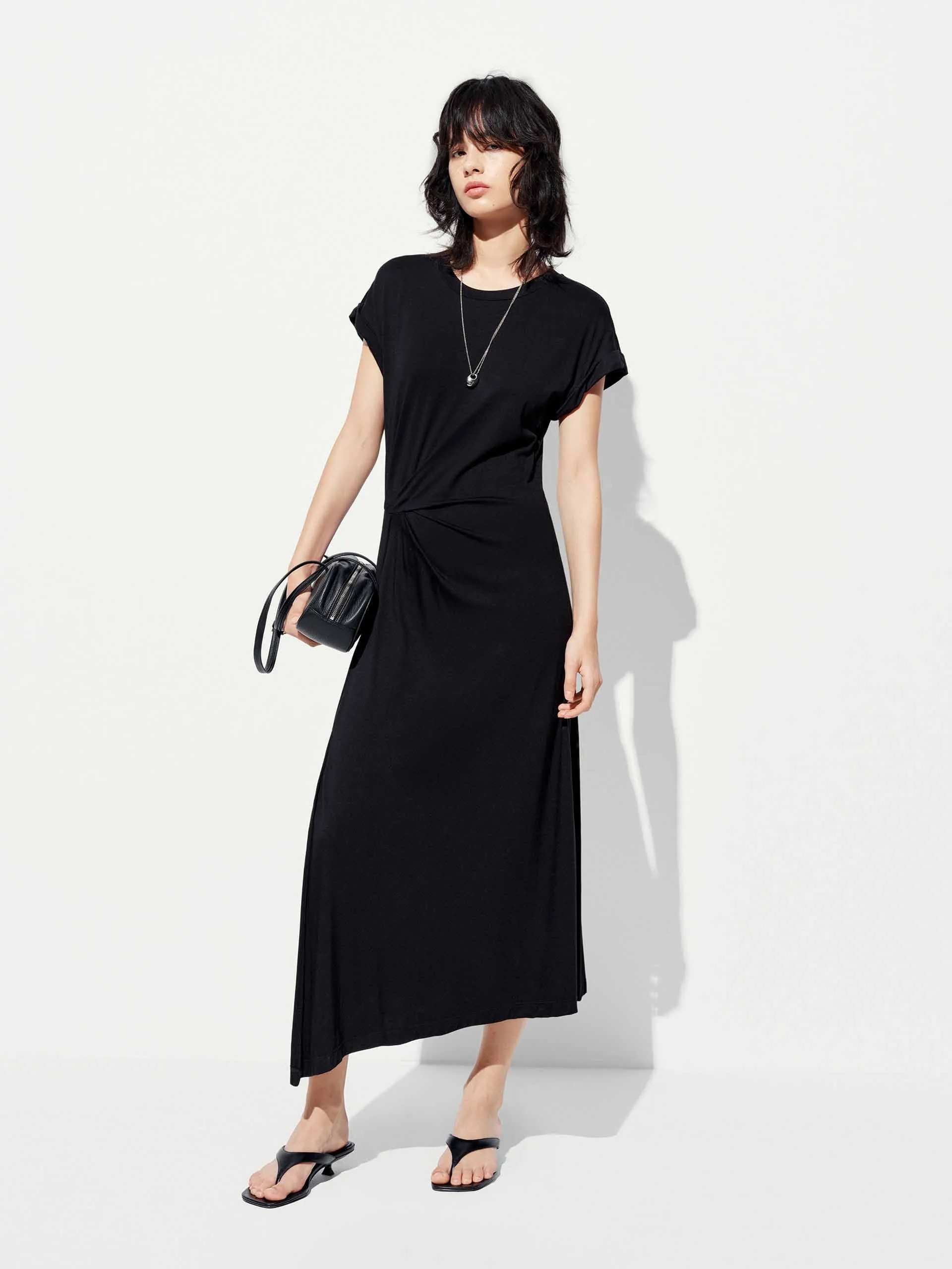 Side Slit Pleated Midi Dress sold by Mo&Co