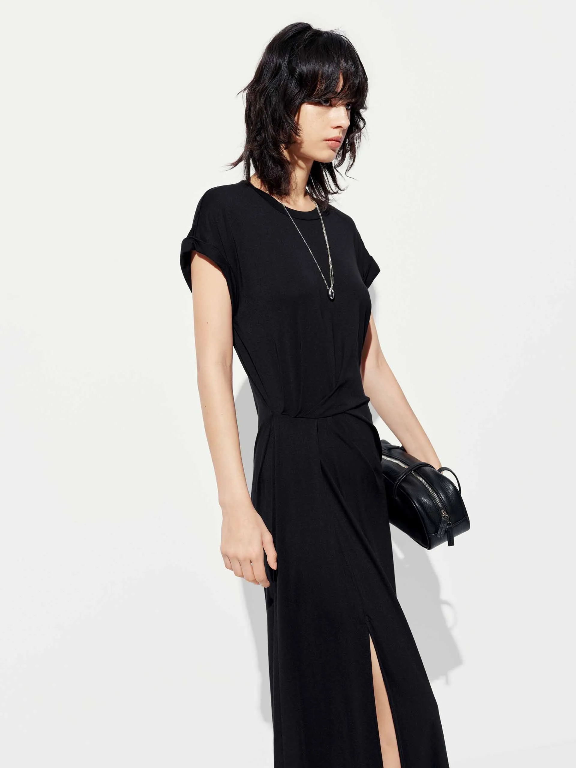 Side Slit Pleated Midi Dress sold by Mo&Co product image thumbnail 5