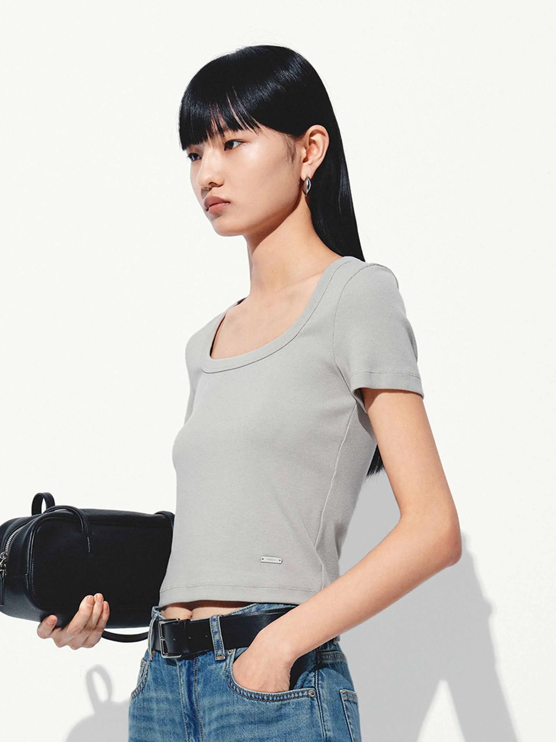 Slim Fit Square Collar T-shirt sold by Mo&Co product image thumbnail 3