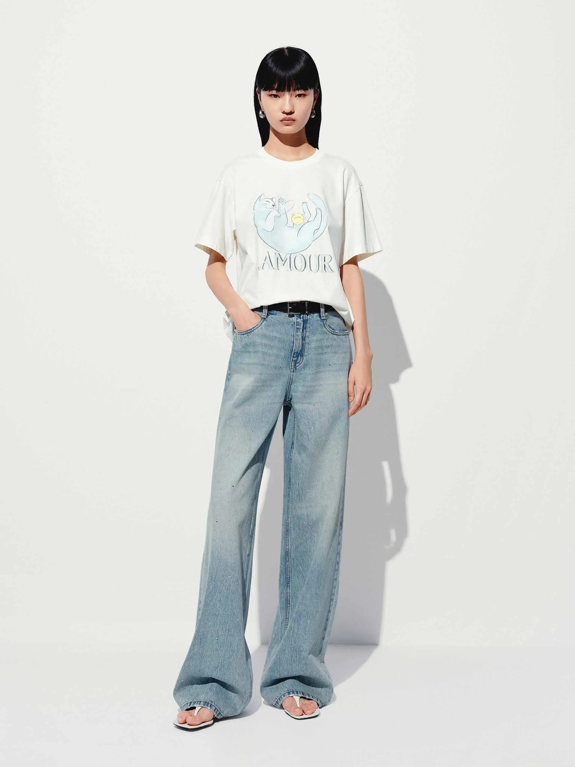 Hotfix Rhinestone Straight Jeans sold by Mo&Co product image thumbnail 2