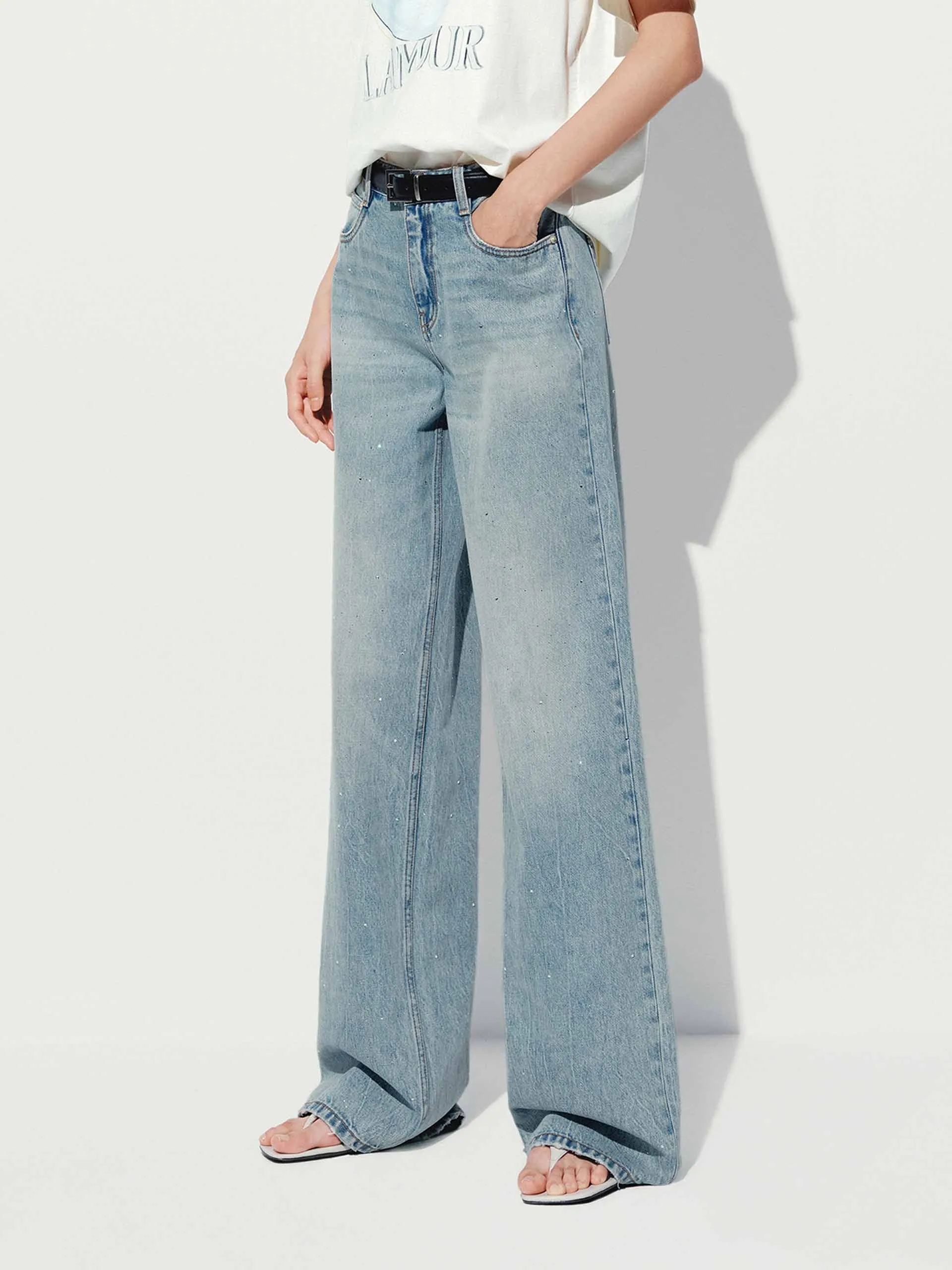 Hotfix Rhinestone Straight Jeans sold by Mo&Co product image thumbnail 5