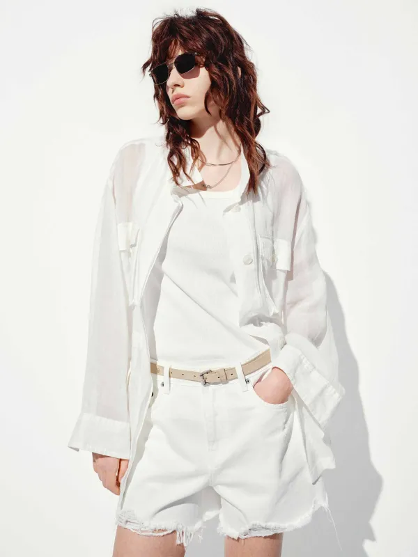 Multi Pockets Ramie Coat sold by Mo&Co