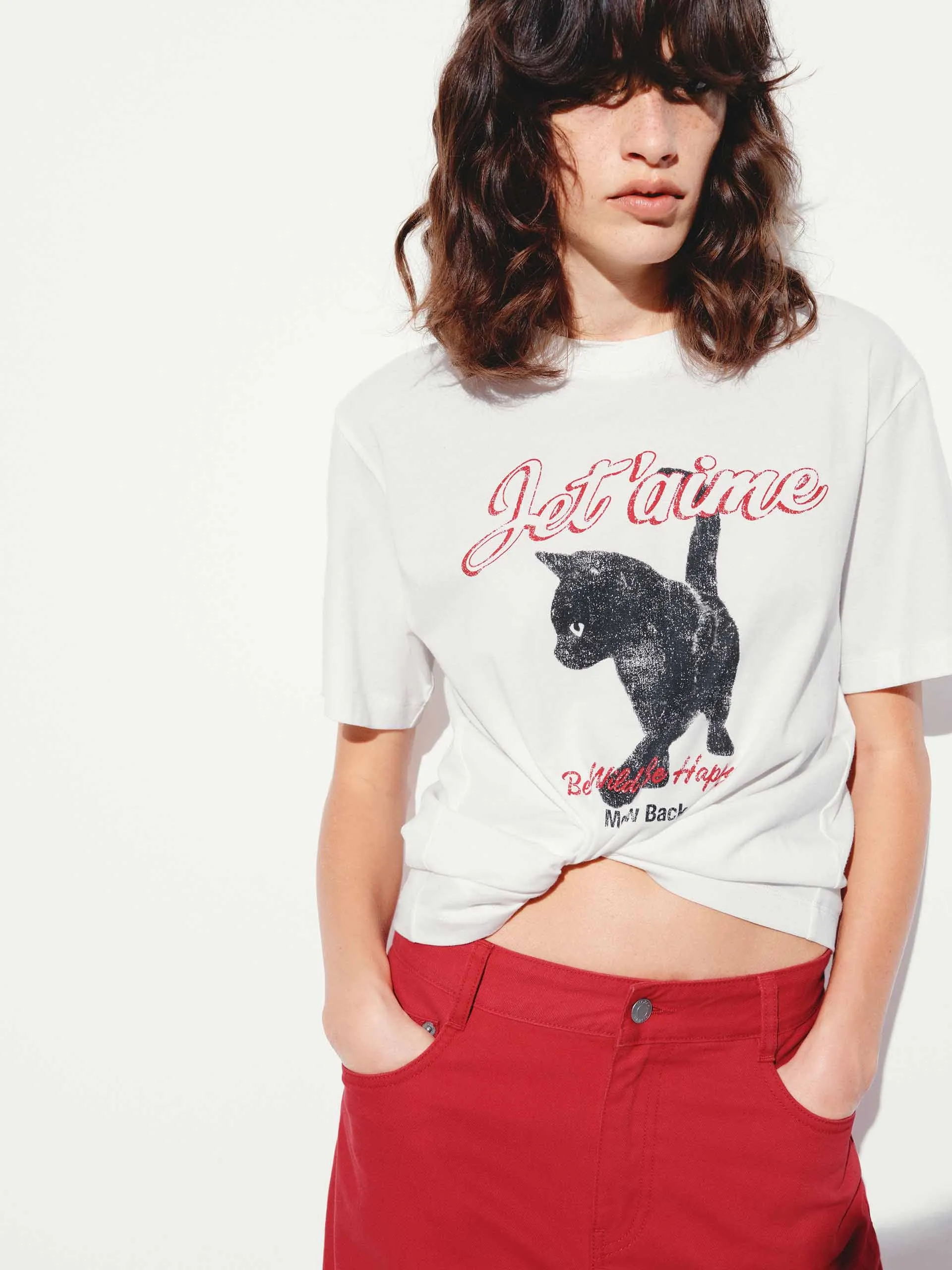 Cat Printed Round Neck T-shirt sold by Mo&Co product image thumbnail 3