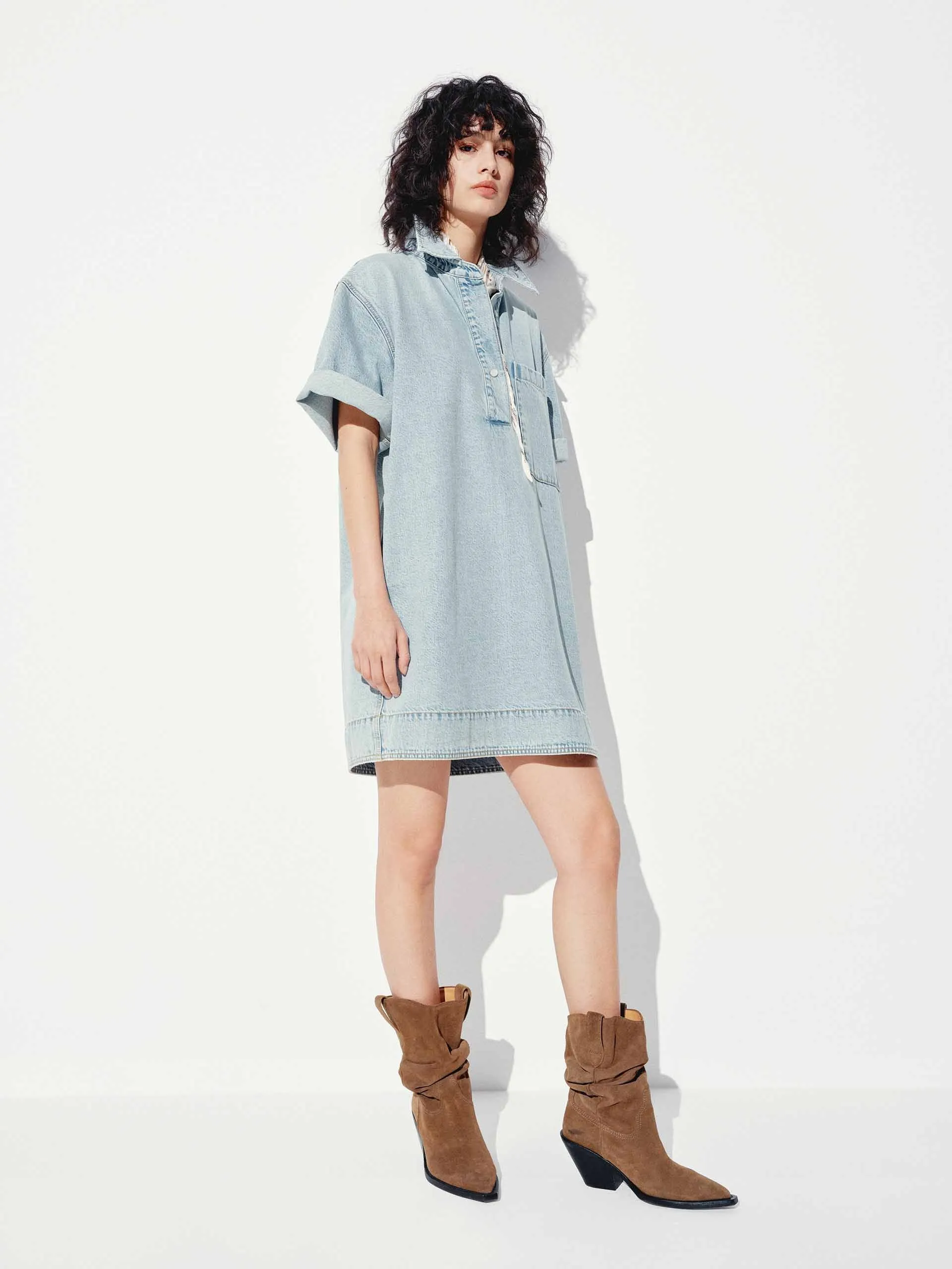 Cotton Denim Short Sleeves Dress sold by Mo&Co product image thumbnail 2